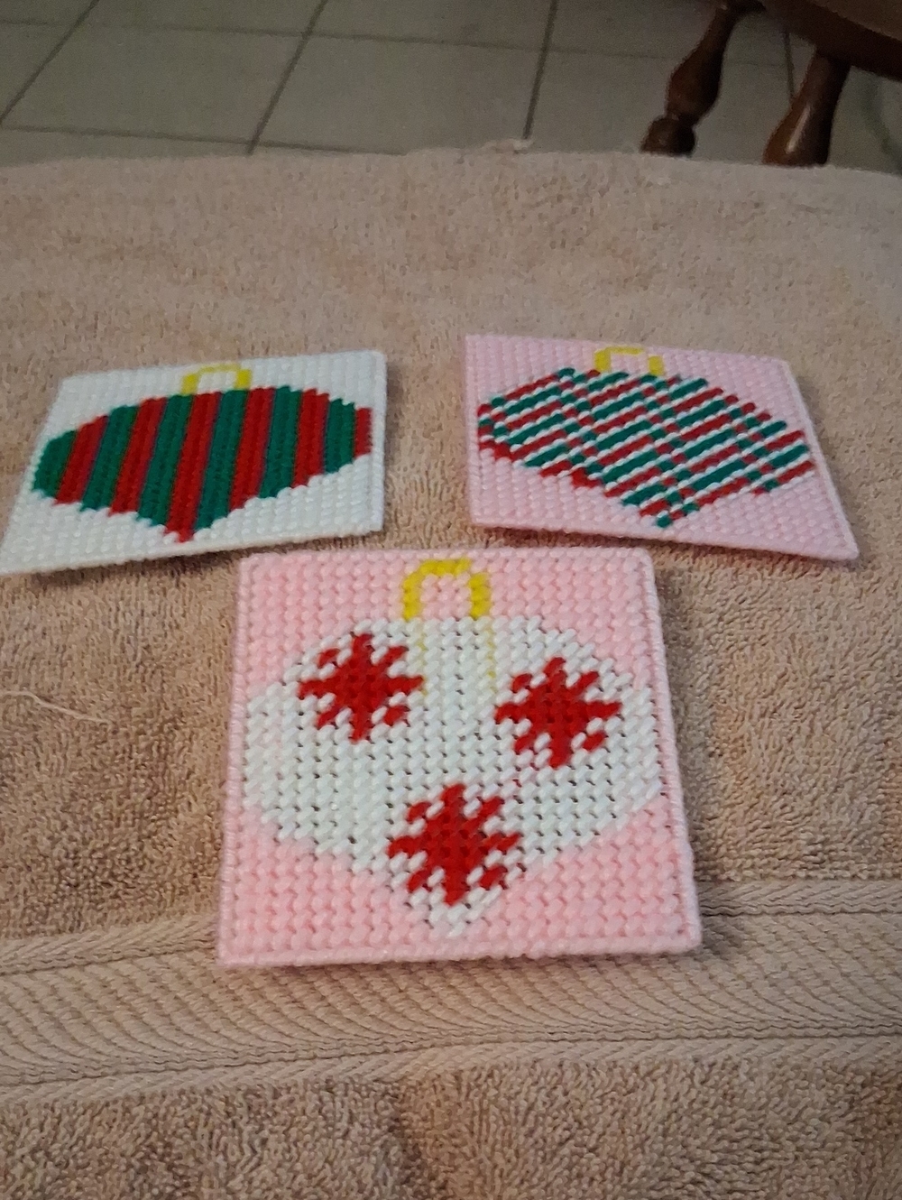 Handmade Pink Christmas Ornaments - Set of 3